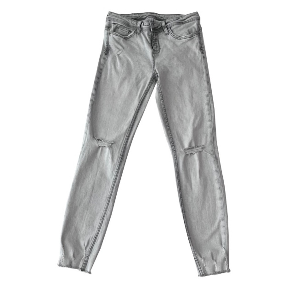 Zara Basic Z1975 Cut Off Hem Distressed Gray Jeans‎